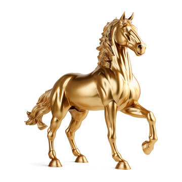Golden horse isolated on white background
