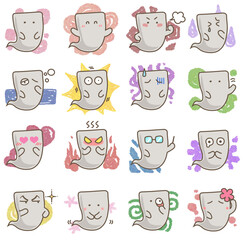 一反木綿イラストセット背景付き