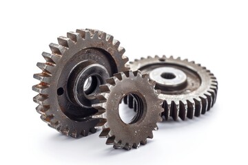 Industrial metal gears Isolated on white background