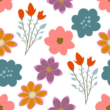 Flower plant seamless pattern, ornament for beautiful design.