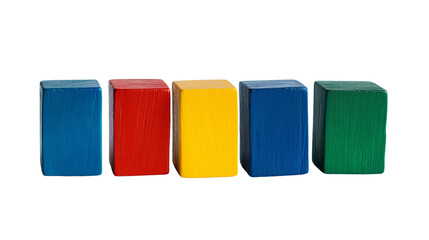 Colorful wooden cubes isolated with transparent background