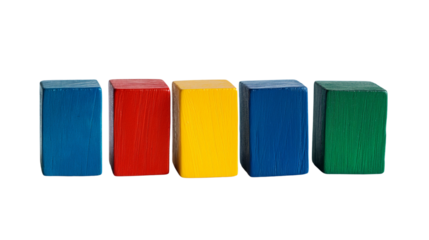 Colorful wooden cubes isolated with transparent background