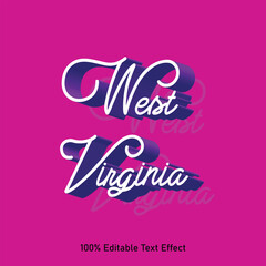 West Virginia text effect vector. Editable college t-shirt design printable text effect vector