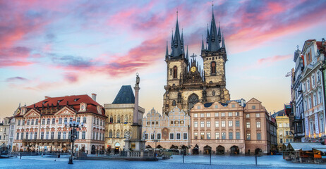 The old town square of Prague, Czech Republic, without people
