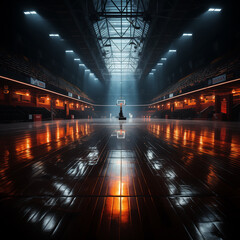 The empty hall of the basketball hall arena