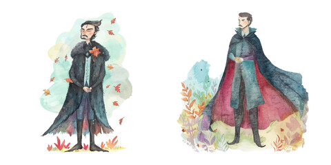 Fototapeta premium dracula vampire watercolour vector illustration 