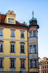 Detail of facades of houses near old town square, Prague - Czech Republic