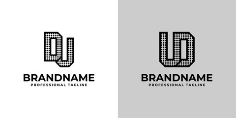 Letters DU and UD Dot Monogram Logo, Suitable for business with DU or UD initials - obrazy, fototapety, plakaty