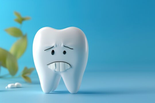 Sad dirty 3d tooth character