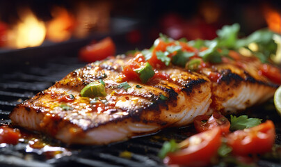 grilled, spiced and sauteed fish