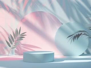 podium stage 3d background wallpaper, leaf shadow room