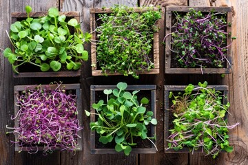 Trays with various microgreens