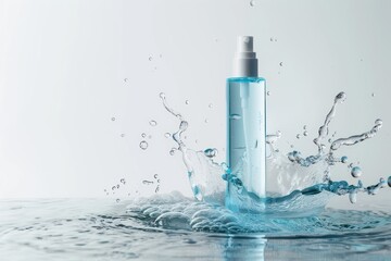 Water splashing above white background with cosmetic mockup