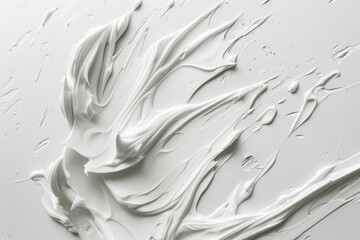 White cosmetic cream lotion moisturizer strokes on woman body