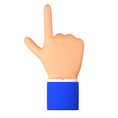 hand pointing finger up or raising his hand up 3d illustration