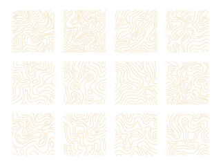 Boho Topographic Line Pattern Background set