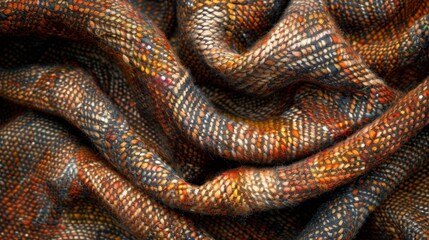 Fototapeta premium Wrinkled handmade wowen waffle linen cotton fabric background. Different colors brown, gray and striped.