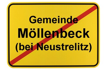 Illustration eines Ortsschildes der Gemeinde Möllenbeck (bei Neustrelitz) in Mecklenburg-Vorpommern