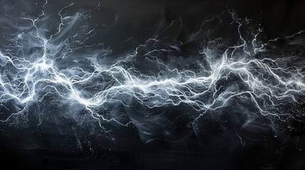 Lightning thunderstorm flash over the night sky. Concept on topic weather, cataclysms (hurricane, Typhoon, tornado, storm) - obrazy, fototapety, plakaty