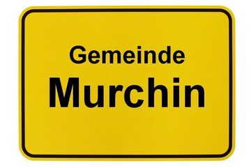 Illustration eines Ortsschildes der Gemeinde Murchin in Mecklenburg-Vorpommern - obrazy, fototapety, plakaty