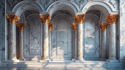 palace building backdrop with luxurious marble pillars