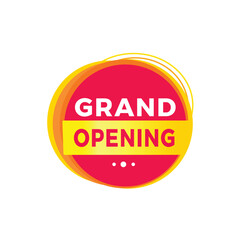 Grand opening red label icon for announcement, advertising, vector. Flat design template for banner.