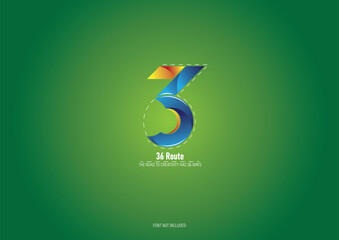 36 Route Logo Design Unique Idea 3 & 6 Numbers Mashed Together