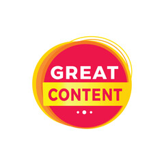 Great content red label icon for announcement, advertising, vector. Flat design template for banner.