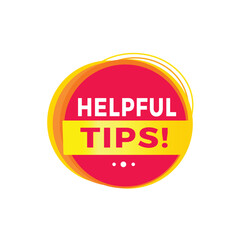 Helpful tips red label icon for announcement, advertising, vector. Flat design template for banner.