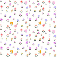 Seamless floral pink pattern with hand drawn flowers. Spring background. Perfect for fabric design, wallpaper, apparel. Vector illustration