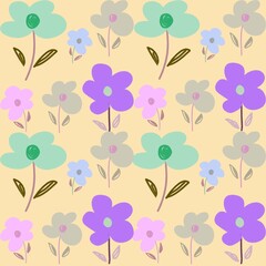 Seamless floral pink pattern with hand drawn flowers. Spring background. Perfect for fabric design, wallpaper, batik, ceramic, shirt, apparel.