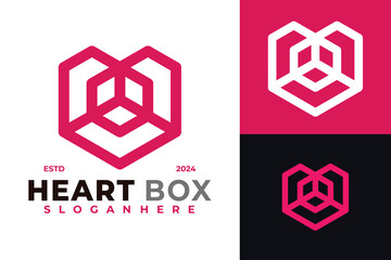Heart Box Logo design vector symbol icon illustration