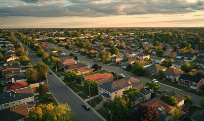 Obraz premium aerial shot view of neighborhood
