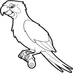Parrot coloring pages for coloring book. Parrot outline vector