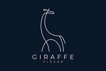 Giraffe line art vector logo design