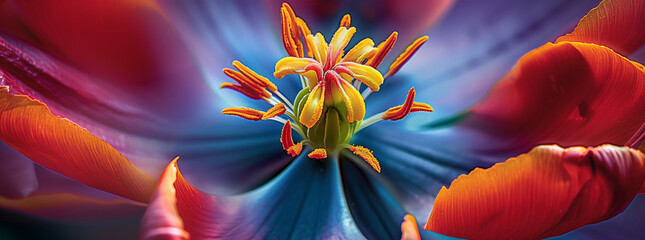 Macro Shot of Vibrant Flower with Detailed Stamens
