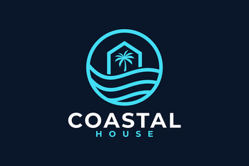 Coastal house vector logo design - obrazy, fototapety, plakaty