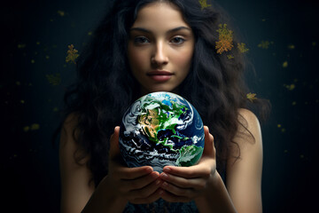 Naklejka premium Celebration of Earth Day Generative AI picture green planet beautiful nature in danger AI pic