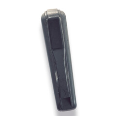 Close up view stapler isolated on plain background.