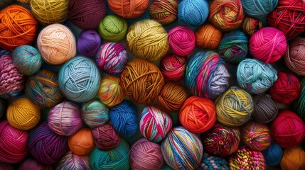 Fototapeta na wymiar Balls of yarn that are vibrant in color.