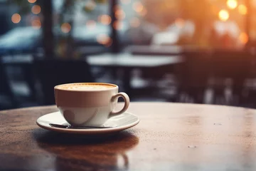 Poster Tasty latte coffee prepared professional barista generative AI concept © Tetiana