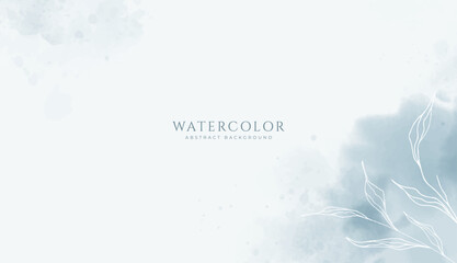 Abstract horizontal watercolor background. Neutral light brown navy blue colored empty space background illustration