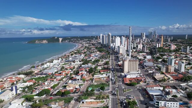 Aerial view of Ponta Negra beach, Morro do Careca, in Natal, Rio Grande do Norte, Brazil.
