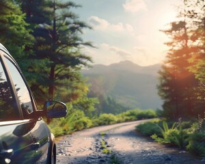 Car Windows and Camaraderie Exploring Natures Treasures on a Joyful Road Trip with Friends , 3D render ,clean sharp focus