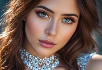 Naklejka premium A Portrait Of Breathtakingly Gorgeous, Exotic, Beautiful Woman.