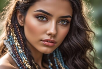 Naklejka premium A Portrait Of Breathtakingly Gorgeous, Exotic, Beautiful Woman.