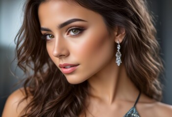 Naklejka premium A Portrait Of Breathtakingly Gorgeous, Exotic, Beautiful Woman.
