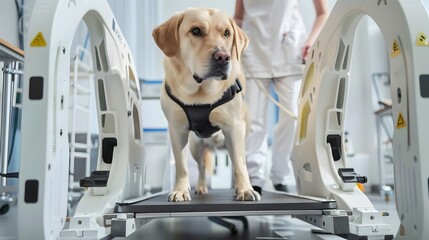 Cutting-Edge Canine Physiotherapy Utilizing Futuristic Rehabilitation Equipment in Veterinary Clinic