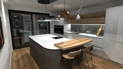 Kitchen design with counter island unit