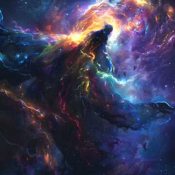 A divinal cosmic psionic psychedelic entity in the vast greatness of space, bending the notions of space and time, transcending consciousness throughout the cosmos